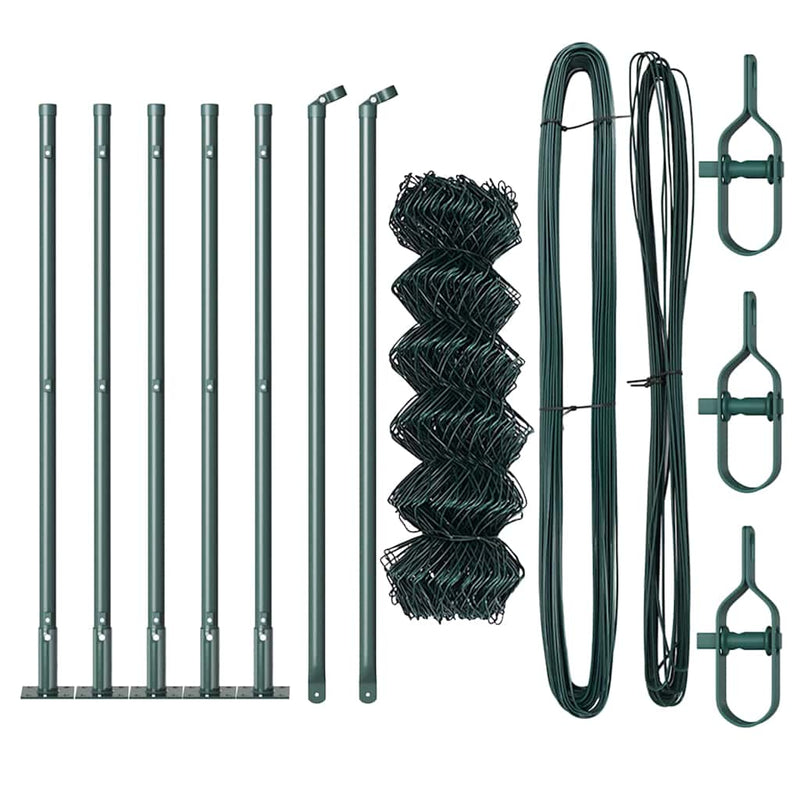 vidaXL Lánckerítés oszlopokkal Zöld 0,6 x 10 m Acél