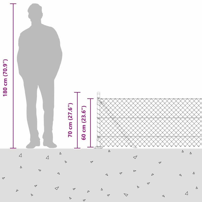 vidaXL Lánckerítés oszlopokkal Zöld 0,6 x 10 m Acél