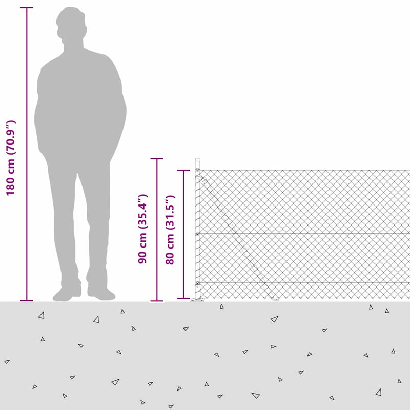 vidaXL Lánckerítés oszlopokkal Zöld 0.8 x 10 m Acél