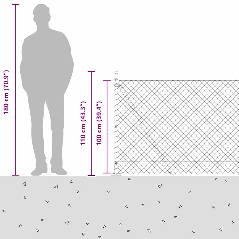 vidaXL Lánckerítés oszlopokkal Zöld 1 x 10 m Acél