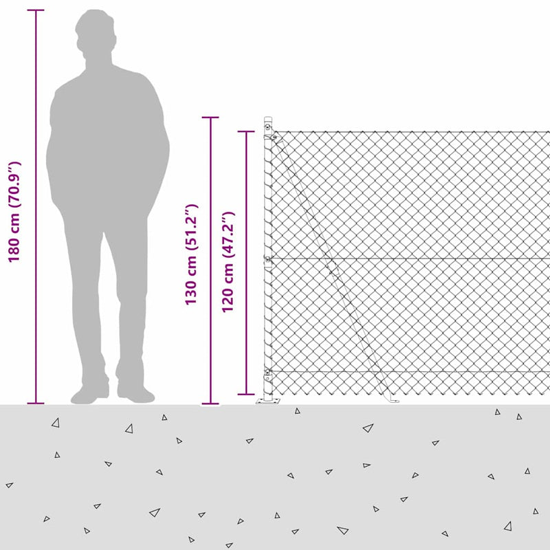 vidaXL Lánckerítés oszlopokkal Zöld 1.2 x 10 m Acél