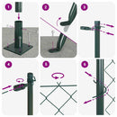 vidaXL Lánckerítés oszlopokkal Zöld 0,6 x 10 m Acél