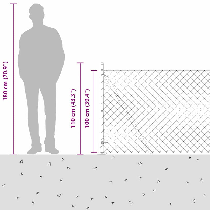 vidaXL Lánckerítés oszlopokkal Zöld 1 x 10 m Acél