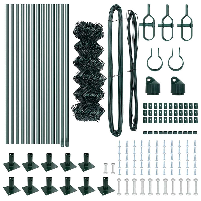 vidaXL Lánckerítés oszlopokkal Zöld 0,4 x 25 m Acél