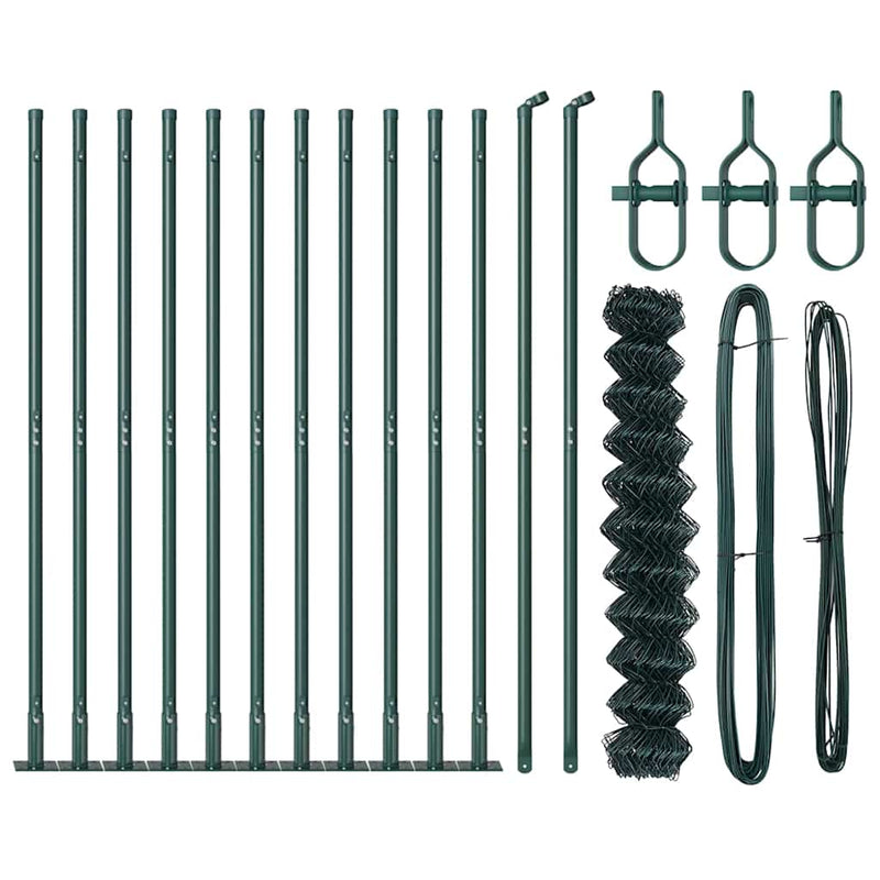 vidaXL Lánckerítés oszlopokkal Zöld 0.8 x 25 m Acél