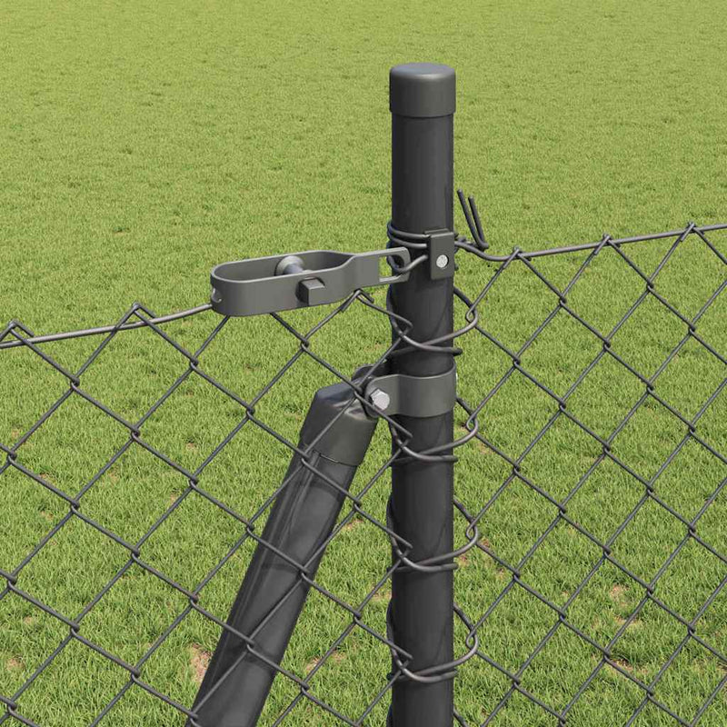 vidaXL Lánckerítés oszlopokkal Szürke 1.6 x 10 m Acél