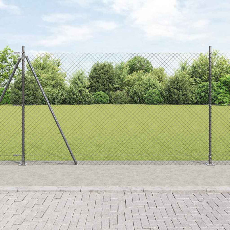 vidaXL Lánckerítés oszlopokkal Szürke 1.6 x 10 m Acél