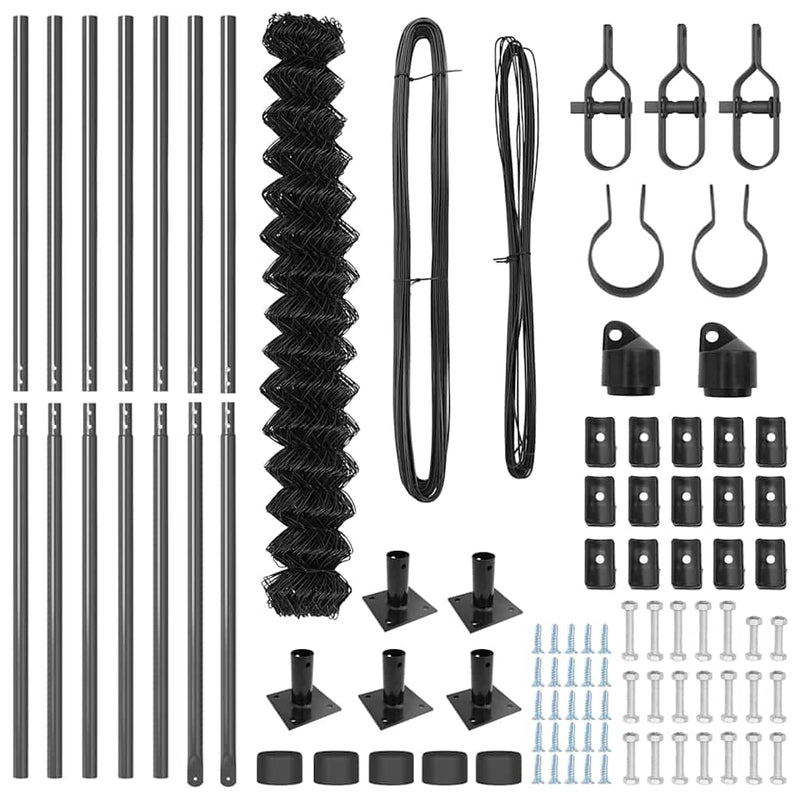 vidaXL Lánckerítés oszlopokkal Szürke 1.6 x 10 m Acél