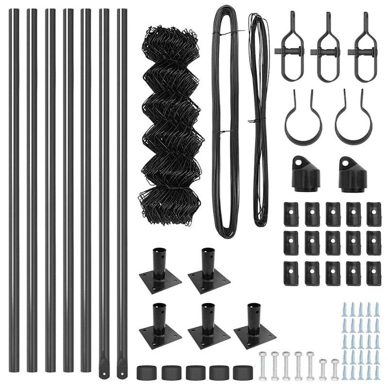 vidaXL Lánckerítés oszlopokkal Szürke 0,4 x 10 m Acél