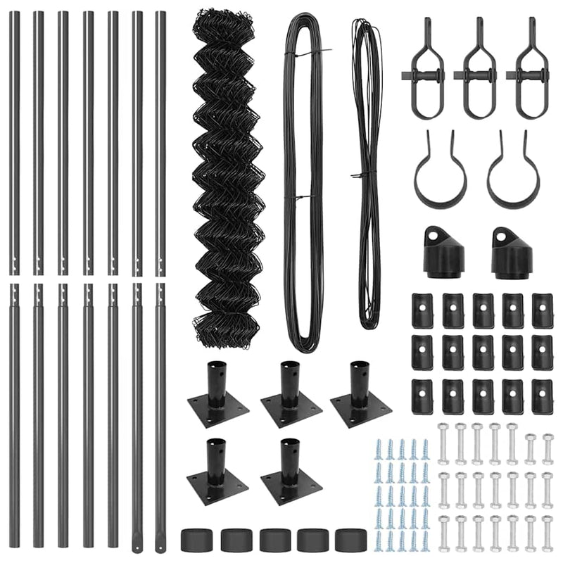 vidaXL Lánckerítés oszlopokkal Szürke 0.8 x 10 m Acél