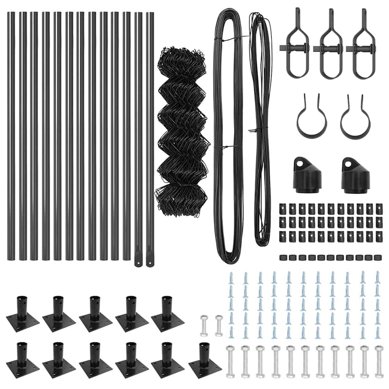 vidaXL Lánckerítés oszlopokkal Szürke 0,4 x 25 m Acél