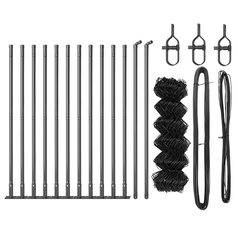 vidaXL Lánckerítés oszlopokkal Szürke 0,6 x 25 m Acél