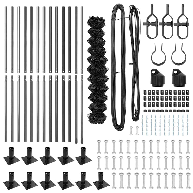 vidaXL Lánckerítés oszlopokkal Szürke 1.2 x 25 m Acél