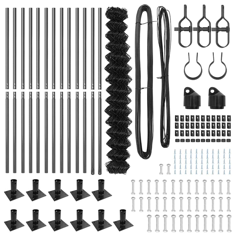 vidaXL Lánckerítés oszlopokkal Szürke 1.5 x 25 m Acél