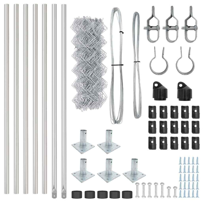 vidaXL Lánckerítés oszlopokkal Ezüst 0,4 x 10 m Acél