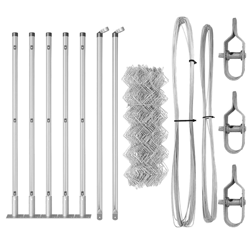 vidaXL Lánckerítés oszlopokkal Ezüst 0,6 x 10 m Acél