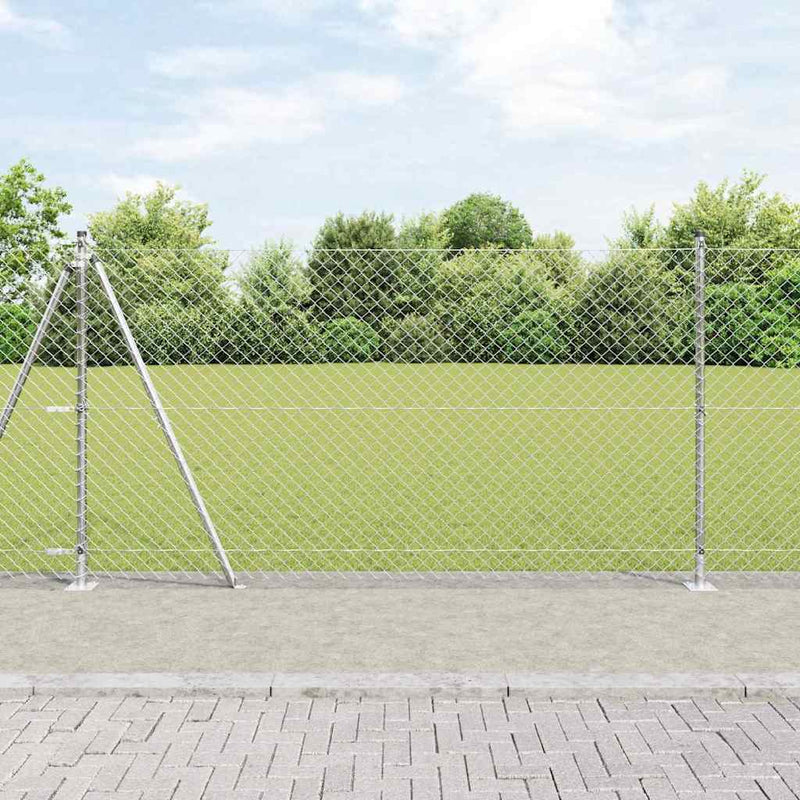 vidaXL Lánckerítés oszlopokkal Ezüst 1.2 x 10 m Acél