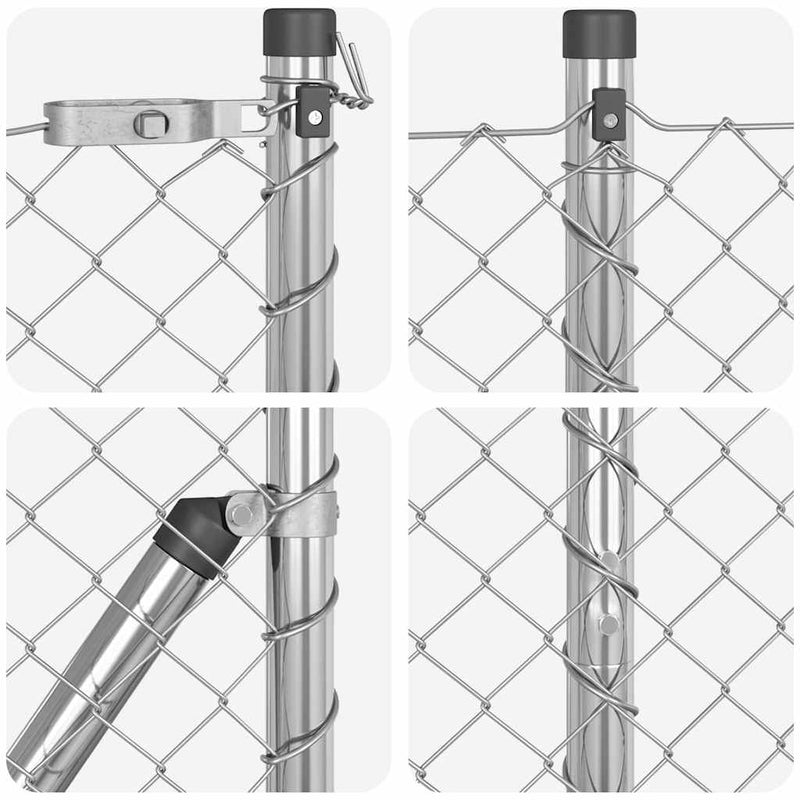 vidaXL Lánckerítés oszlopokkal Ezüst 1.6 x 10 m Acél