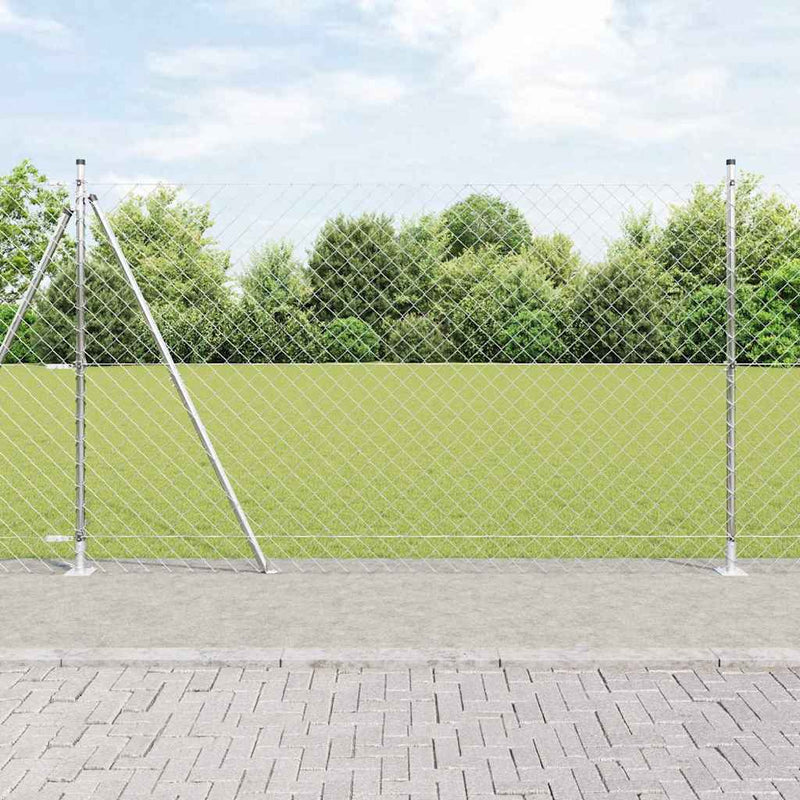 vidaXL Lánckerítés oszlopokkal Ezüst 1.6 x 10 m Acél