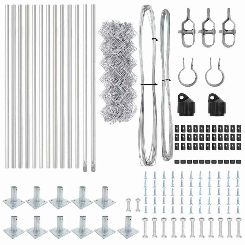 vidaXL Lánckerítés oszlopokkal Ezüst 0,4 x 25 m Acél