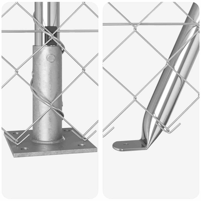 vidaXL Lánckerítés oszlopokkal Ezüst 0,4 x 25 m Acél