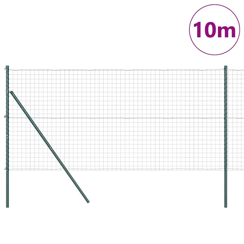vidaXL Kerítés oszlopokkal Zöld 1 x 10 m Acél