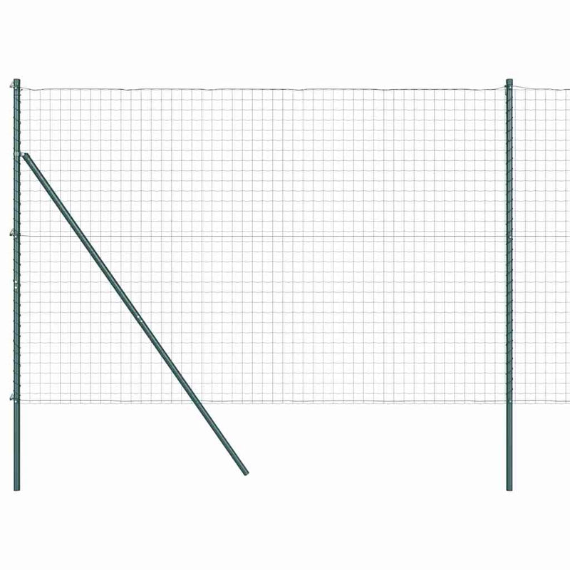 vidaXL Kerítés oszlopokkal Zöld 1.5 x 10 m Acél