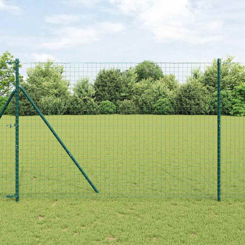 vidaXL Kerítés oszlopokkal Zöld 1.6 x 10 m Acél