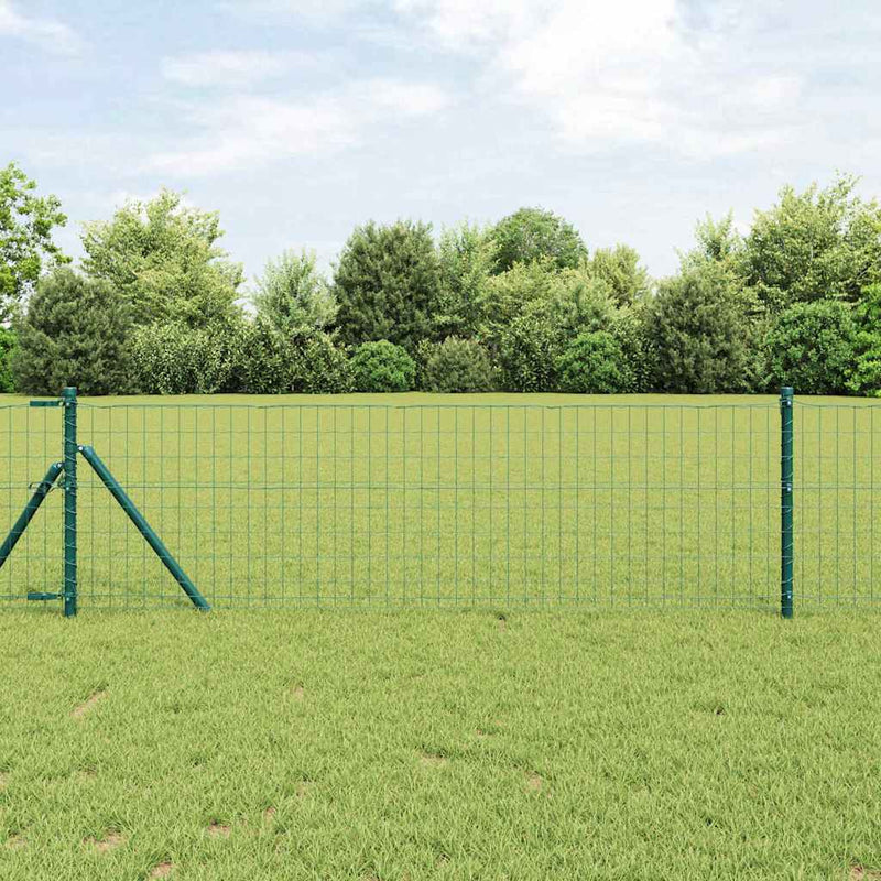 vidaXL Kerítés oszlopokkal Zöld 0,4 x 10 m Acél