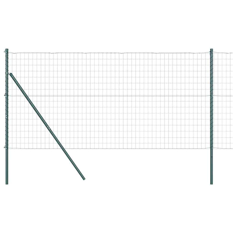 vidaXL Kerítés oszlopokkal Zöld 1 x 10 m Acél