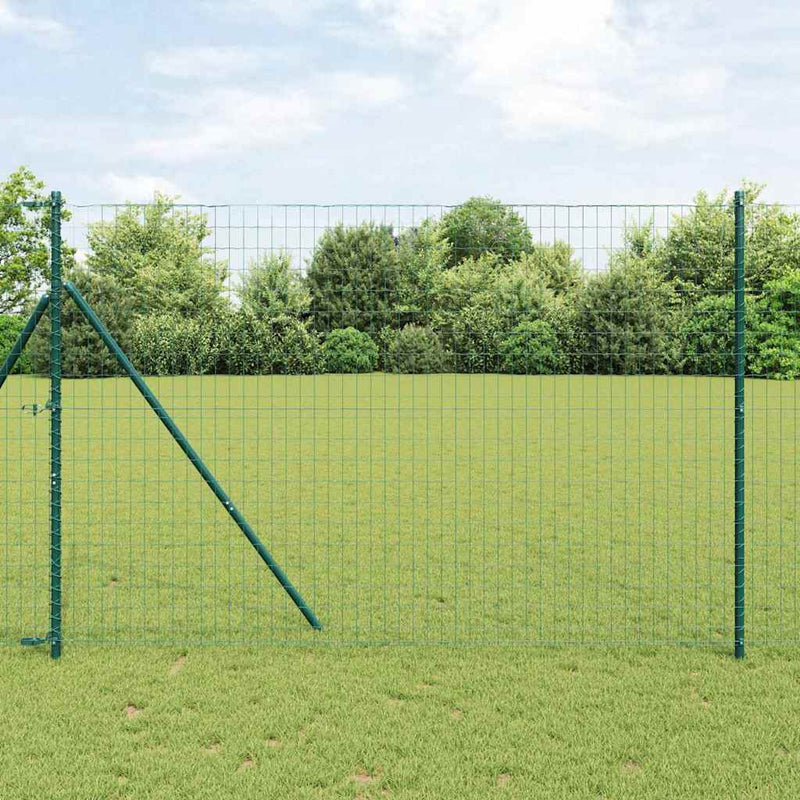 vidaXL Kerítés oszlopokkal Zöld 1.5 x 10 m Acél