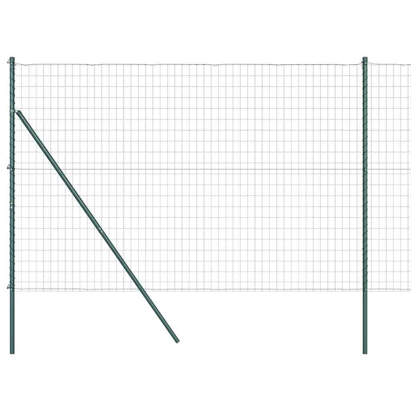 vidaXL Kerítés oszlopokkal Zöld 1.5 x 10 m Acél