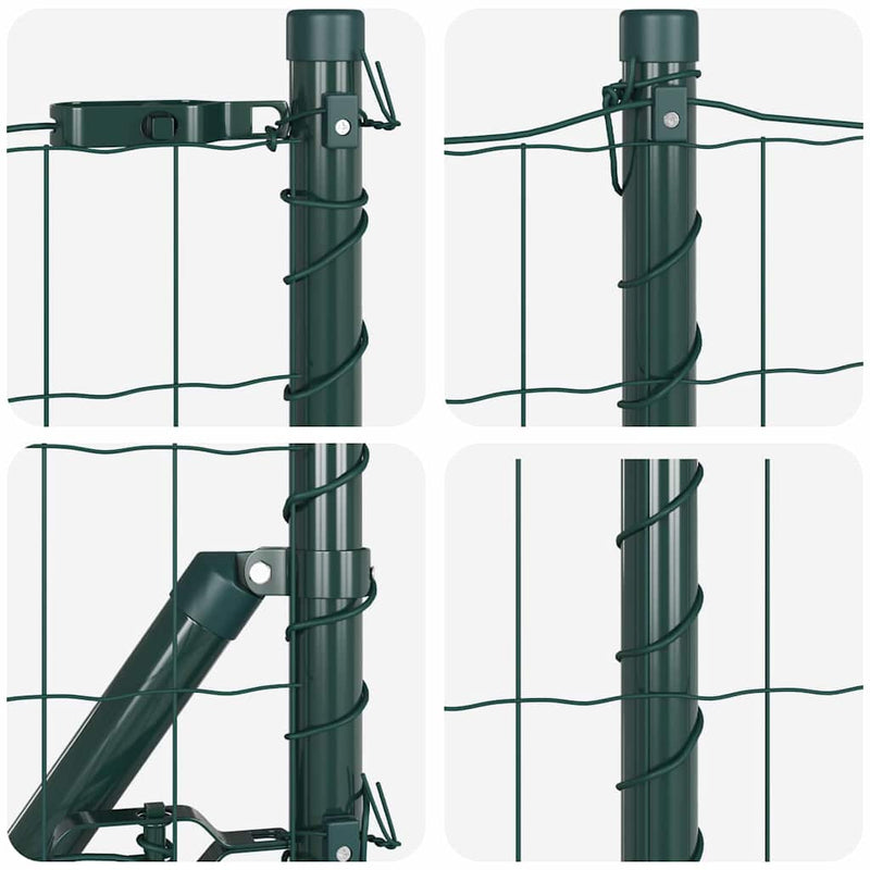 vidaXL Kerítés oszlopokkal Zöld 0.8 x 10 m Acél