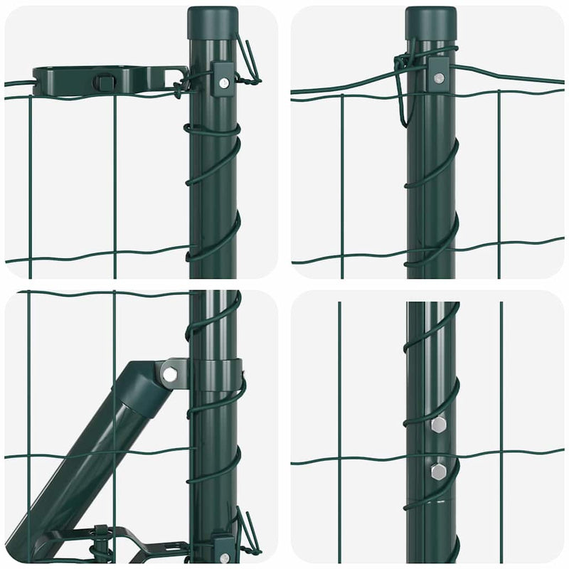 vidaXL Kerítés oszlopokkal Zöld 1.6 x 10 m Acél