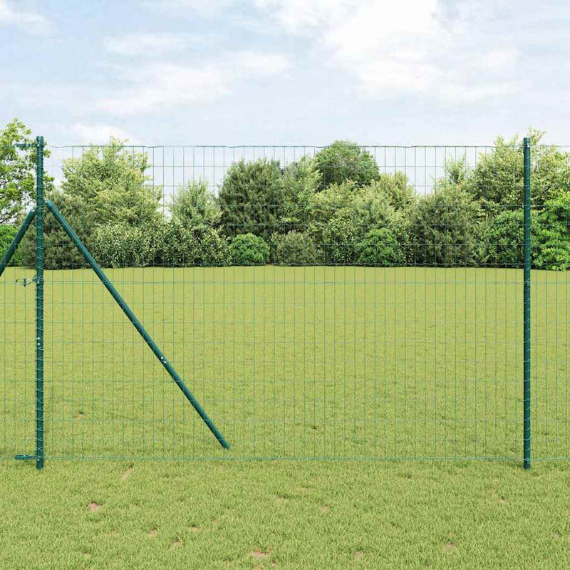 vidaXL Kerítés oszlopokkal Zöld 1.6 x 10 m Acél