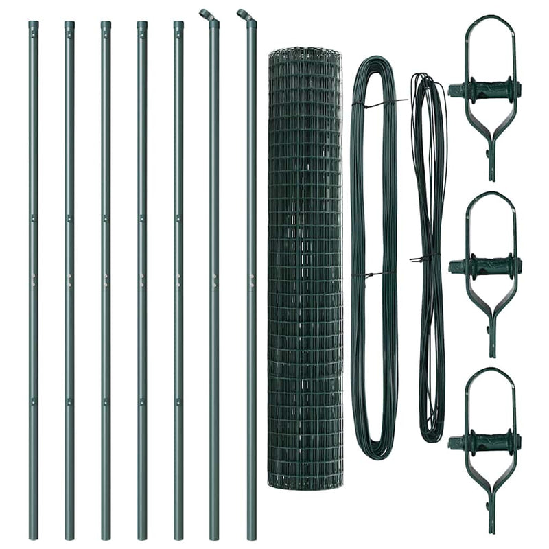 vidaXL Kerítés oszlopokkal Zöld 1.6 x 10 m Acél