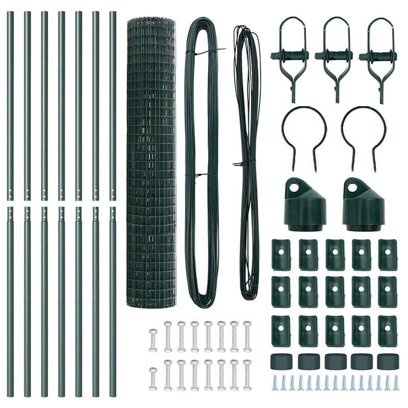 vidaXL Kerítés oszlopokkal Zöld 1.6 x 10 m Acél
