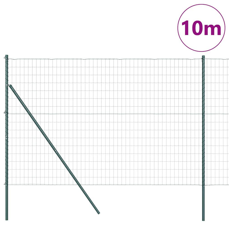 vidaXL Kerítés oszlopokkal Zöld 1.6 x 10 m Acél