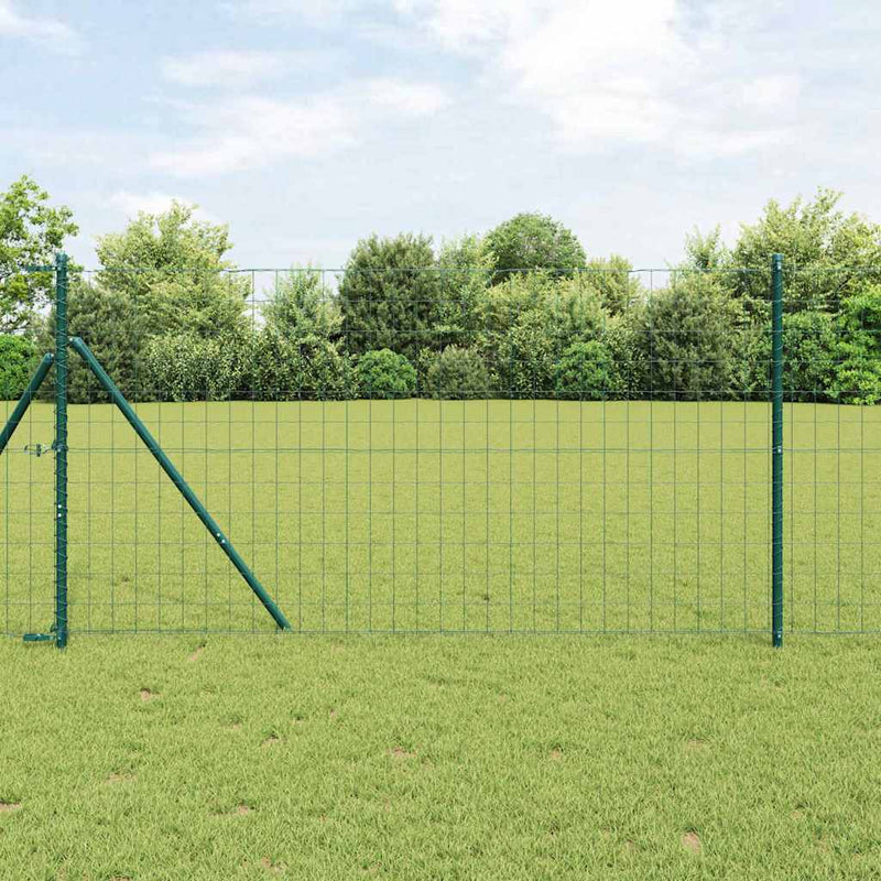 vidaXL Kerítés oszlopokkal Zöld 1.2 x 10 m Acél