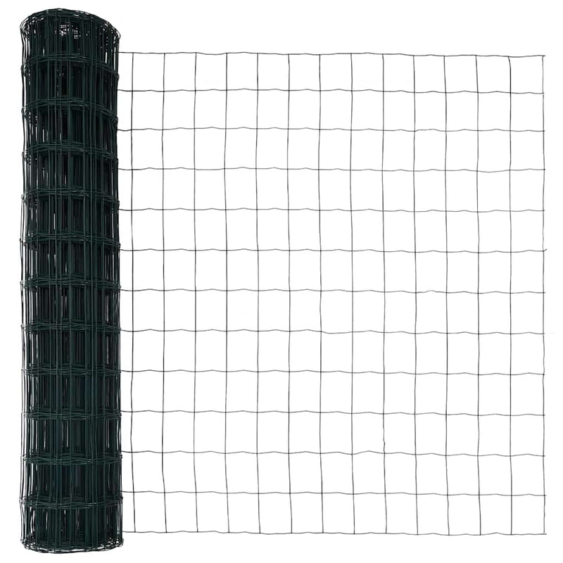 vidaXL Kerítés oszlopokkal Zöld 1.4 x 10 m Acél
