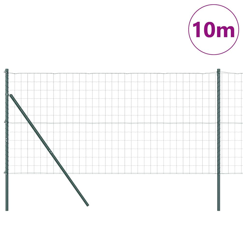 vidaXL Kerítés oszlopokkal Zöld 1.4 x 10 m Acél