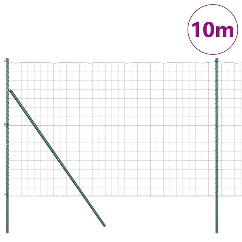 vidaXL Kerítés oszlopokkal Zöld 1.6 x 10 m Acél