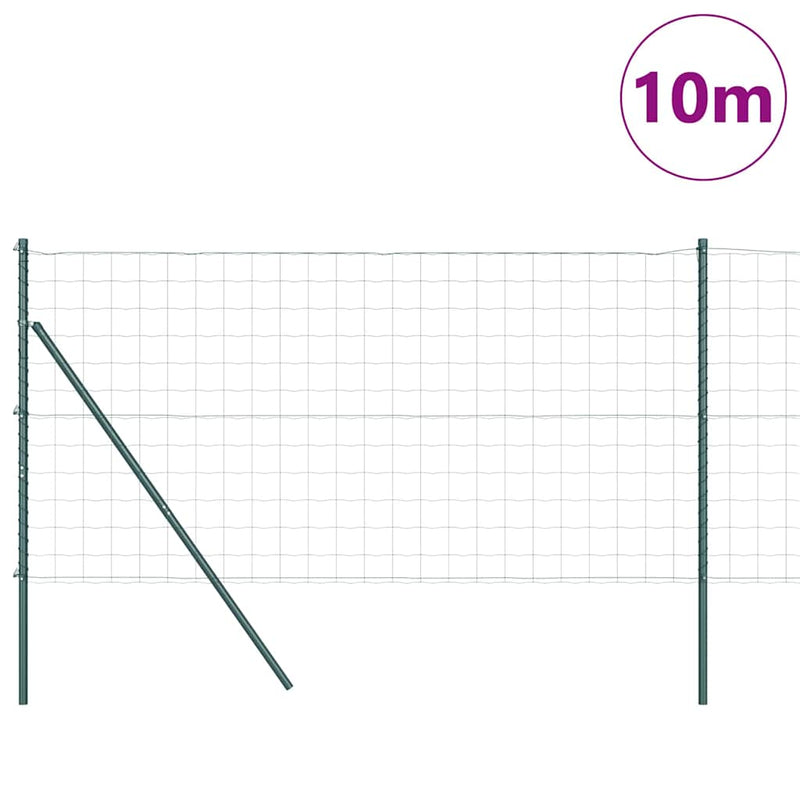 vidaXL Kerítés oszlopokkal Zöld 1.2 x 10 m Acél