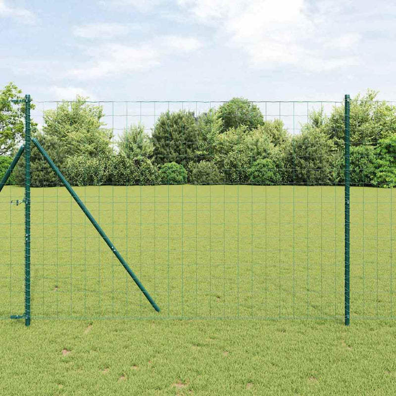 vidaXL Kerítés oszlopokkal Zöld 1.5 x 10 m Acél