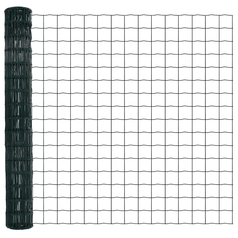 vidaXL Kerítés oszlopokkal Zöld 1.5 x 10 m Acél