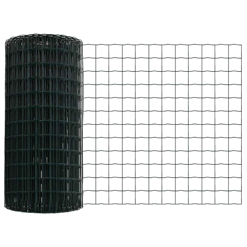 vidaXL Kerítés oszlopokkal Zöld 0,6 x 25 m Acél