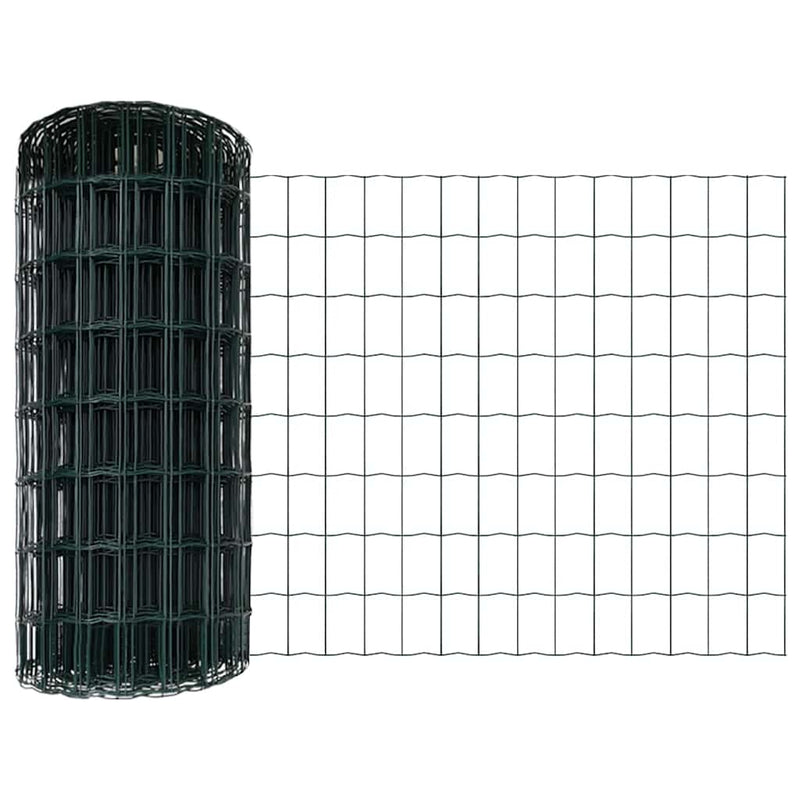 vidaXL Kerítés oszlopokkal Zöld 0,6 x 25 m Acél