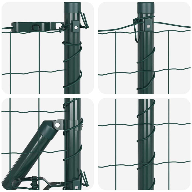 vidaXL Kerítés oszlopokkal Zöld 0.8 x 25 m Acél