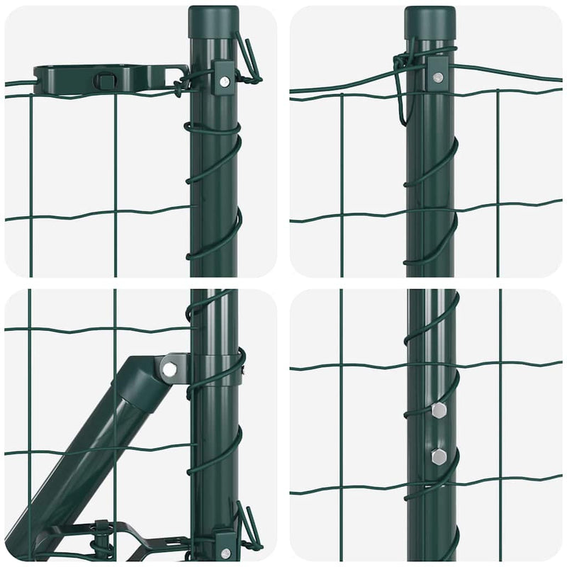 vidaXL Kerítés oszlopokkal Zöld 1.2 x 25 m Acél