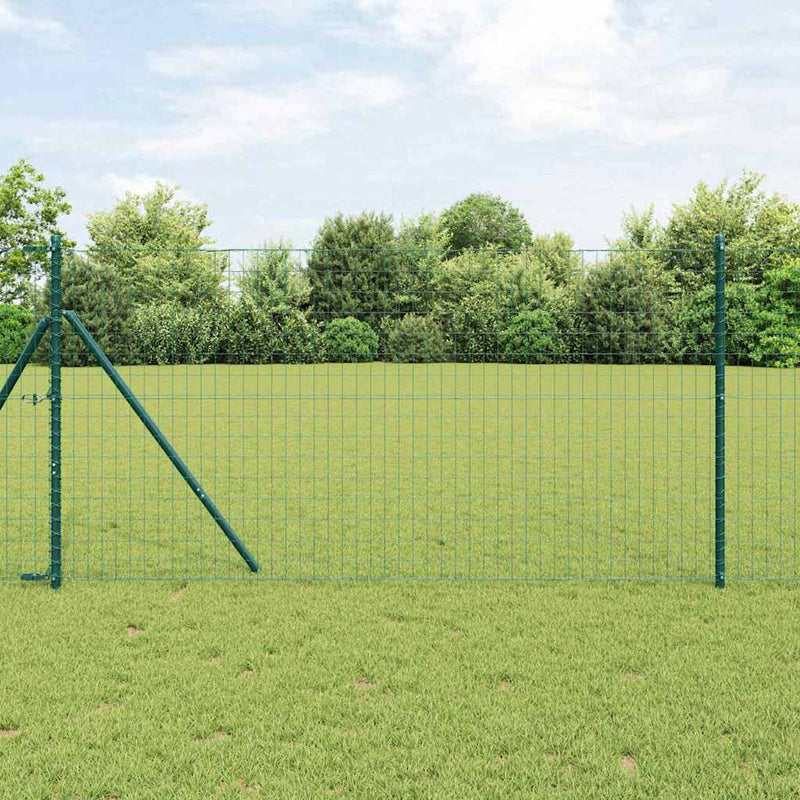 vidaXL Kerítés oszlopokkal Zöld 1.2 x 25 m Acél
